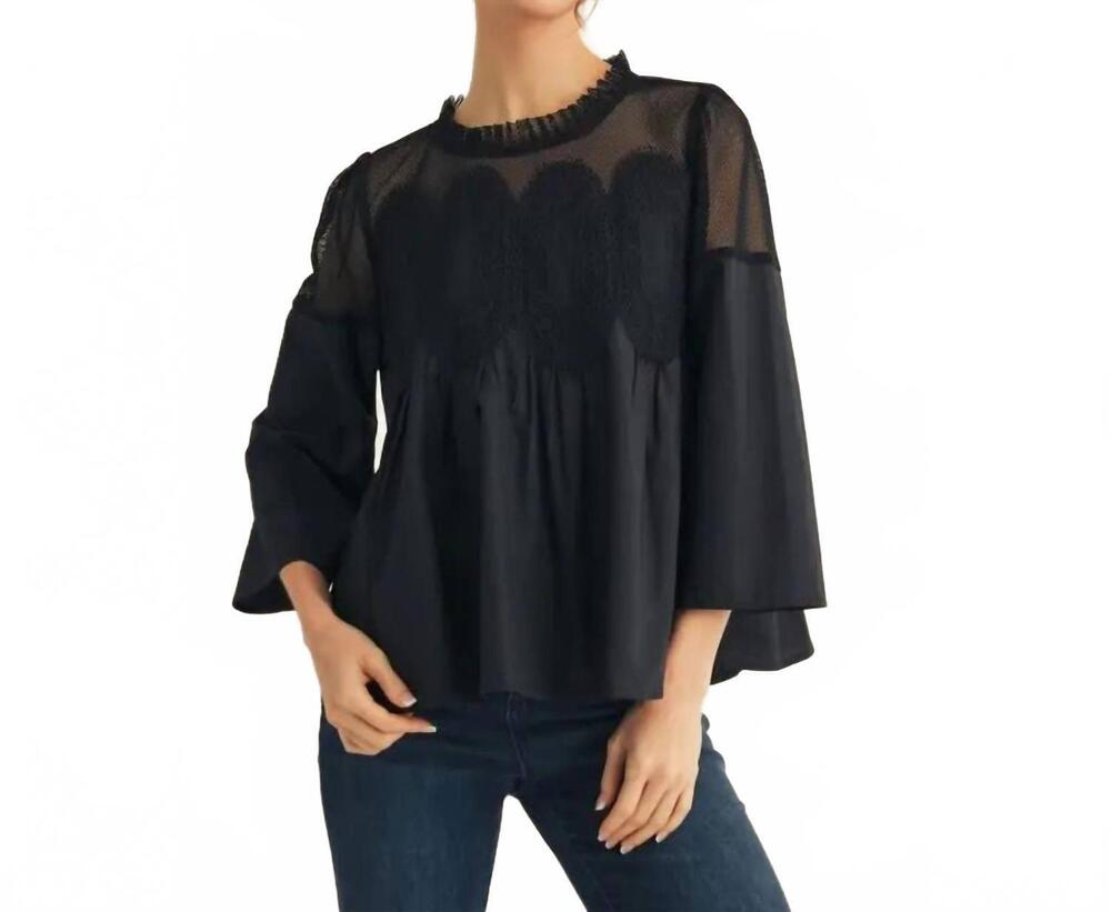 NEW STYLE USA crochet blouse in black
